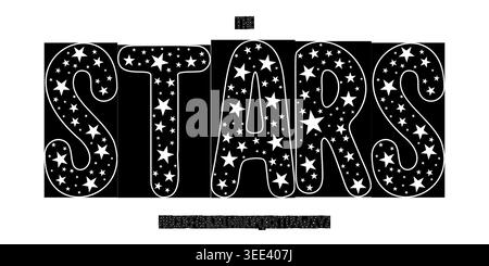 Stars Decorative Font Logo Alphabet High Rounded Letter Set Modern Typography with Star Pattern, Celestial Display Text for Posters, Stickers, Apparel Stock Vector