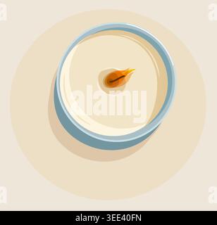 Minimalist Scented Candle Vector Top View of Burning Soy Wax in Blue Glass Jar with Soft Light Glow for Wellness Branding Relaxation and Home Decor Stock Vector