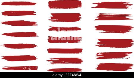 Red Brush strokes Paint Brush vector, perfect for creative designs and art projects Stock Vector