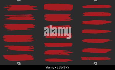 Red Brush strokes Paint Brush vector, perfect for creative designs and art projects Stock Vector