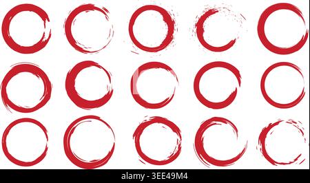 vector brush strokes circles of paint on white background. Ink hand drawn paint brush circle. Logo, label design element vector illustration. Stock Vector