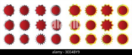 Blank vintage award badges with gold, red, and metallic finishes for custom certificates, quality labels, and price tags Stock Vector