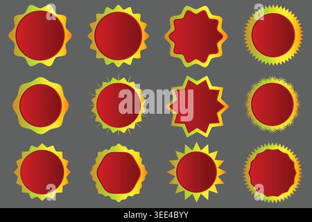 Collection of vintage award badges with gold and red, finishes for custom certificates, quality labels, and pricetags Stock Vector