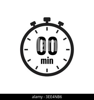 Zero Minutes Stopwatch Timer Icon Isolated on White Stock Vector