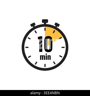 Ten Minutes Yellow Stopwatch Timer Icon Isolated Stock Vector