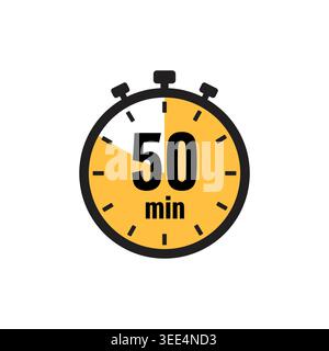 Fifty Minutes Yellow Stopwatch Timer Icon Isolated Stock Vector