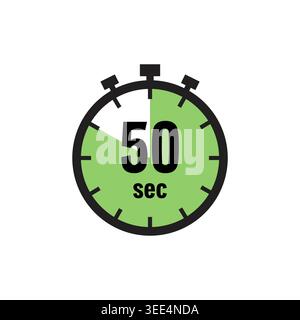 Fifty Seconds Green Stopwatch Timer Icon Isolated Stock Vector