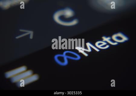 Dhaka, Bangladesh- 02 Dec 2025: A Close-up of a laptop screen is displaying the Meta web interface in a browser Stock Photo
