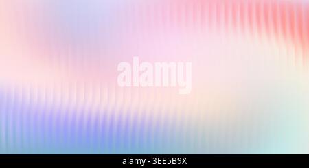 Glass ribbed texture with gradient blue and pink light effects. Abstract vertical waves on premium glossy background. Vector blurred futuristic bg Stock Vector
