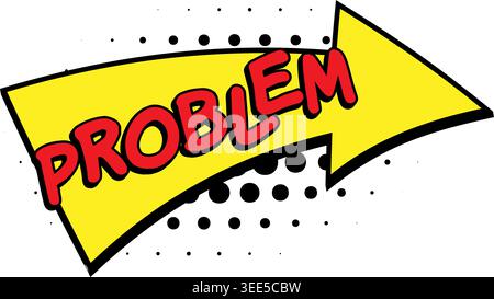 PROBLEM Comic Book Pop Art Arrow Banner Graphic Stock Vector