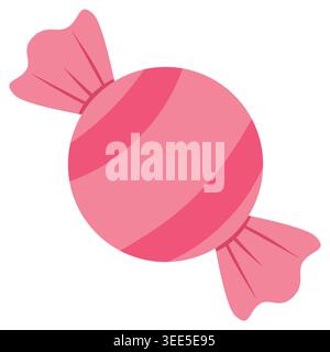 Adorable rose pink candy illustration with soft pastel colors and simple kawaii design. Perfect for textile, wallpaper and cute dessert themes Stock Vector