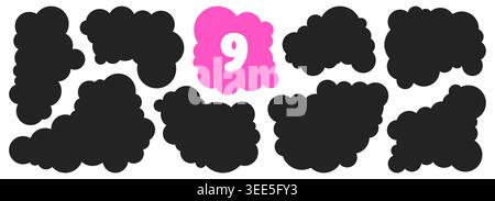 Wavy nine black and white frames. Stock Vector