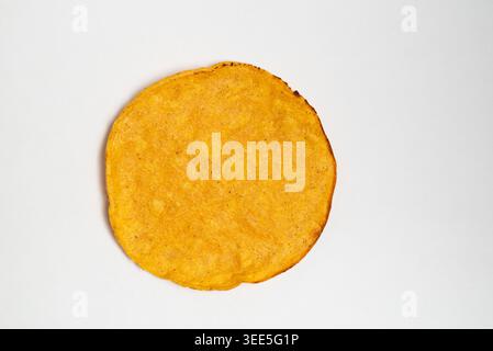 Simple Crispy Corn Tortilla toast Overhead on Clean White Background Stock Photo