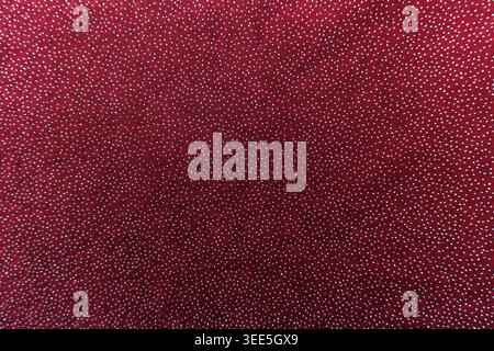Elegant Sparkly Red Fabric With Dense White Spot. Textile Design Stock Photo