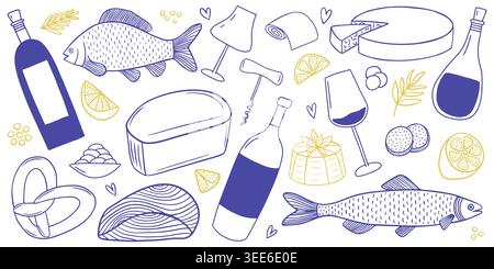 Mediterranean food set Stock Vector