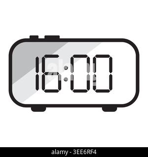 Digital alarm clock showing sixteen hundred time vector. Perfect for daily productivity apps and schedule management UI. EPS 10. Stock Vector
