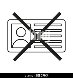 Invalid identification document icon vector. Excellent for digital security compliance and mobile app account notifications. Stock Vector