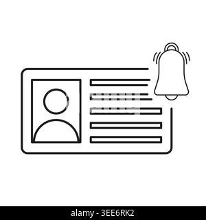 Profile card notification alert symbol vector. Simple icon ideal for mobile app account status and website user interfaces. Stock Vector