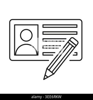 ID card icon with pencil edit tool vector. Excellent for digital registration forms and modern website login interfaces. Stock Vector