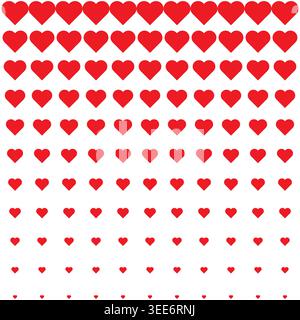 Red heart shape halftone pattern gradient vector. This graphic is perfect for modern romantic greeting card design and apps. Stock Vector