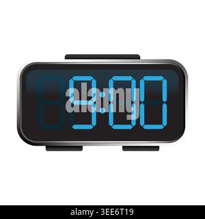 Digital alarm clock showing nine o clock vector. Great for productivity software or morning routine design projects now. Stock Vector