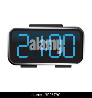 Digital alarm clock showing seventeen hours on screen vector. Ideal for home tech reviews and time management app designs. Stock Vector