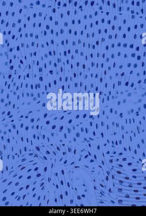 Abstract blue pattern inspired by microscopic cell structures and artistic pointillism. Intricate dotted texture on a textile background. Trendy biolo Stock Photo
