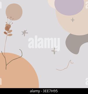 Minimalistic light background with abstract and geometric shapes in Scandinavian style Stock Vector