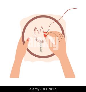 Embroidering Tulip illustration Stock Vector