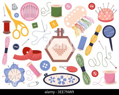 Flat Sewing Tools Set  Stock Vector