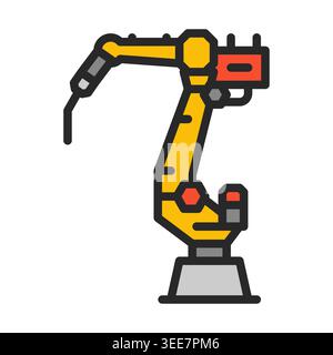 Robotic Welder icon. Factory automation welding sign. Automation & Control. Pictogram of industrial automation. Stock Vector