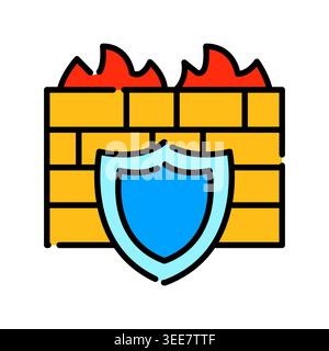 firewall color line icon. Vector isolated element. Editable stroke. Stock Vector