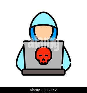 hacker color line icon. Vector isolated element. Editable stroke. Stock Vector