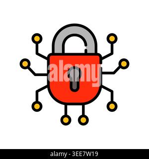 lock color line icon. Vector isolated element. Editable stroke. Stock Vector