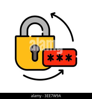 password color line icon. Vector isolated element. Editable stroke. Stock Vector