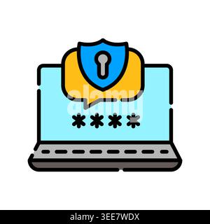 password color line icon. Vector isolated element. Editable stroke. Stock Vector