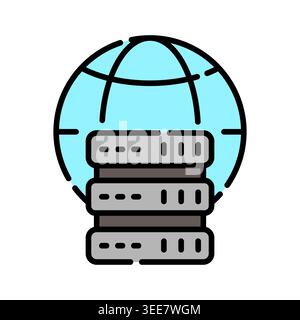 server color line icon. Vector isolated element. Editable stroke. Stock Vector