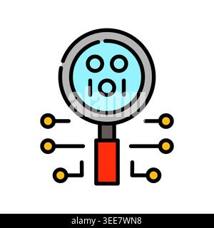 virus scan color line icon. Vector isolated element. Editable stroke. Stock Vector