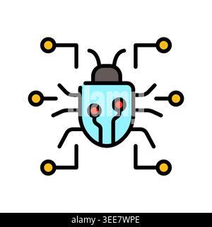 virus color line icon. Vector isolated element. Editable stroke. Stock Vector