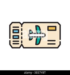 avia ticket color line icon. Vector isolated element. Editable stroke. Stock Vector