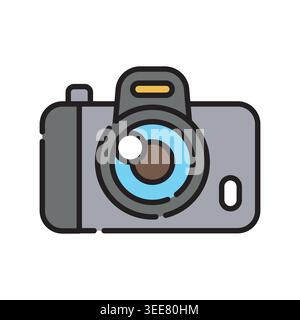 camera color line icon. Vector isolated element. Editable stroke. Stock Vector