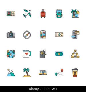 digital nomad line color line icon. Vector isolated element. Editable stroke. Stock Vector