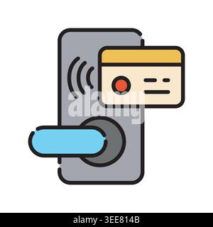 key card color line icon. Vector isolated element. Editable stroke. Stock Vector