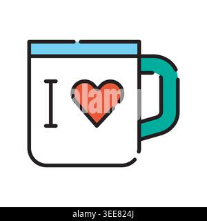 mug souvenir color line icon. Vector isolated element. Editable stroke. Stock Vector