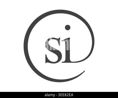 SI logo from two letter with circle shape email sign style. S and I round logotype of business company for brand identity. Stock Vector