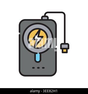 power bank color line icon. Vector isolated element. Editable stroke. Stock Vector