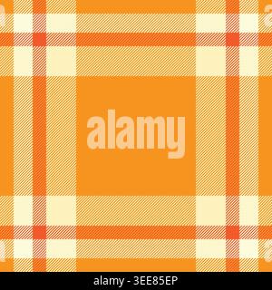 Screen seamless pattern plaid, 40s background textile tartan. France fabric vector texture check in orange and light colors palette. Stock Vector