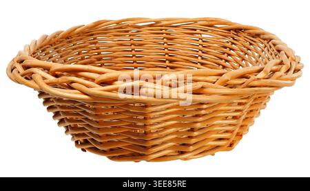 Empty wicker basket on white background Stock Photo