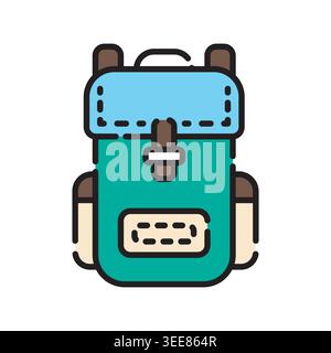 traveler backpack color line icon. Vector isolated element. Editable stroke. Stock Vector