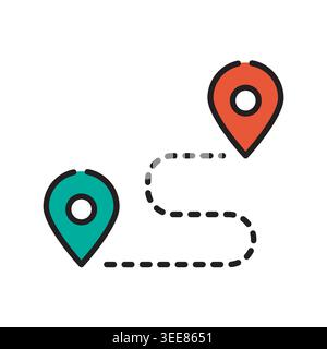 route line color line icon. Vector isolated element. Editable stroke. Stock Vector